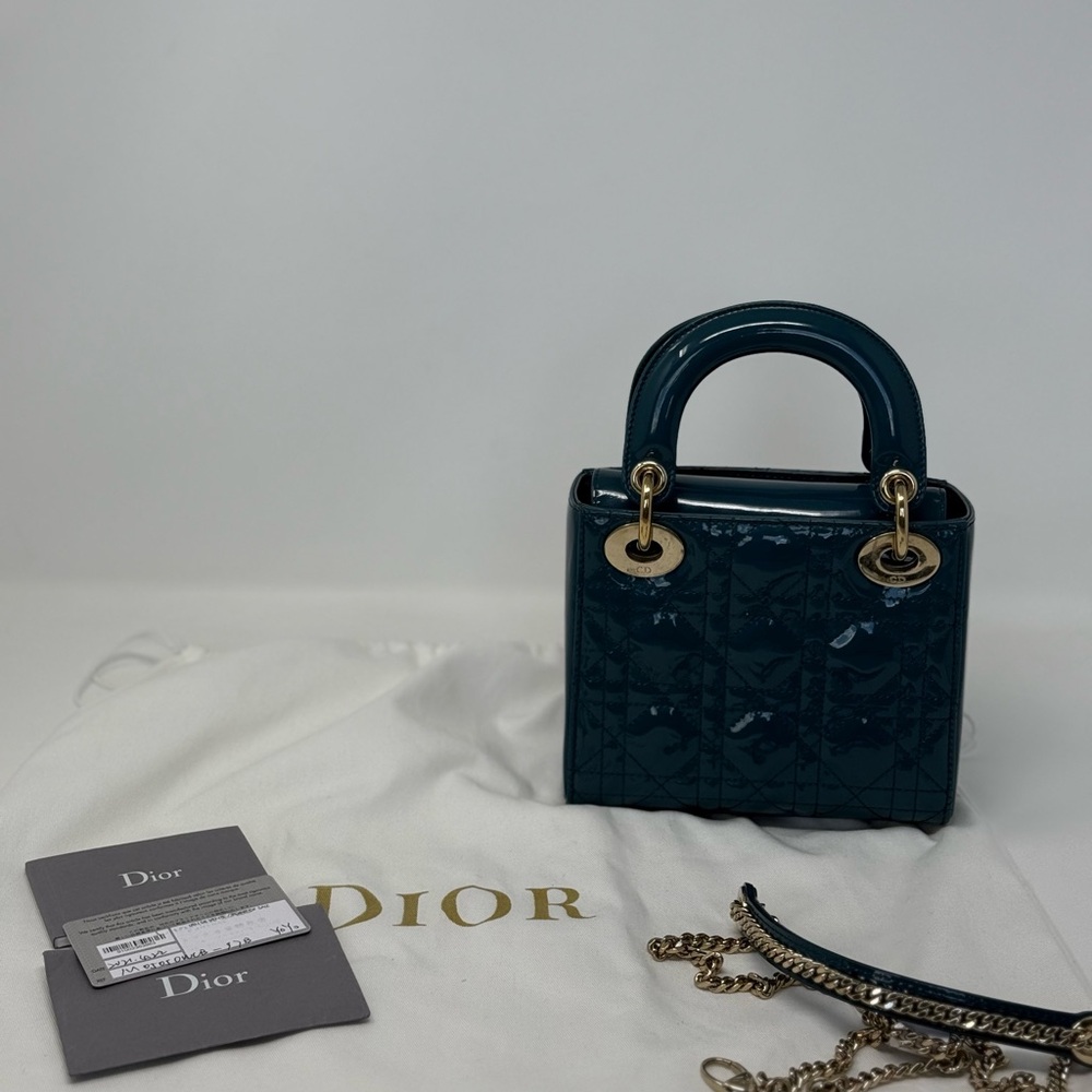 Dior Mini Bag in Teal with Gold Accents - Picture 4 of 16